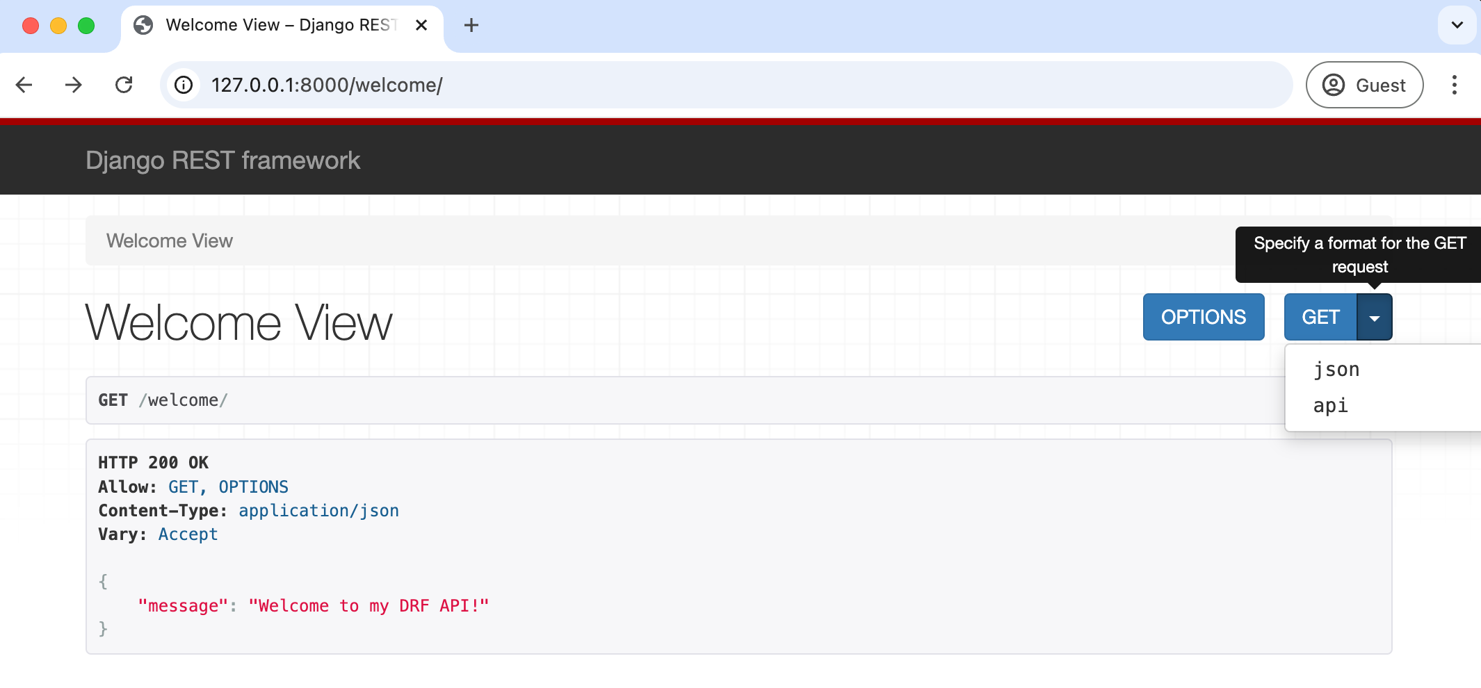 JSON Response Selection